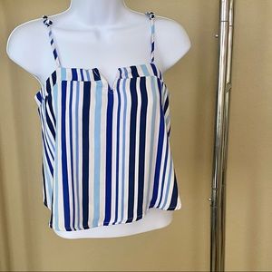 Shades of blue striped crop top
